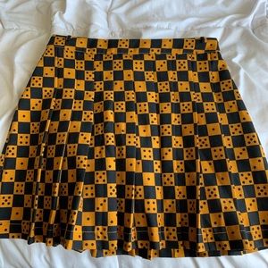 Tanners Brown and Black Checkerboard Dice Pleated Skirt